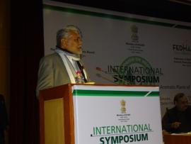Shri Parshottam Rupala MoS, Minister of Agriculture & Cooperation Presents his speech during the International Symposium on Drafting National Policy on Medicinal and Aromatic Plants of India on 19-20th January 2017 at ICAR,NASC 