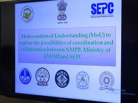Memorandum of Understanding (MoU) to explore the possibilities of coordination and collaboration between NMPB, Ministry of AYUSH and SEPC on 18th February, 2019